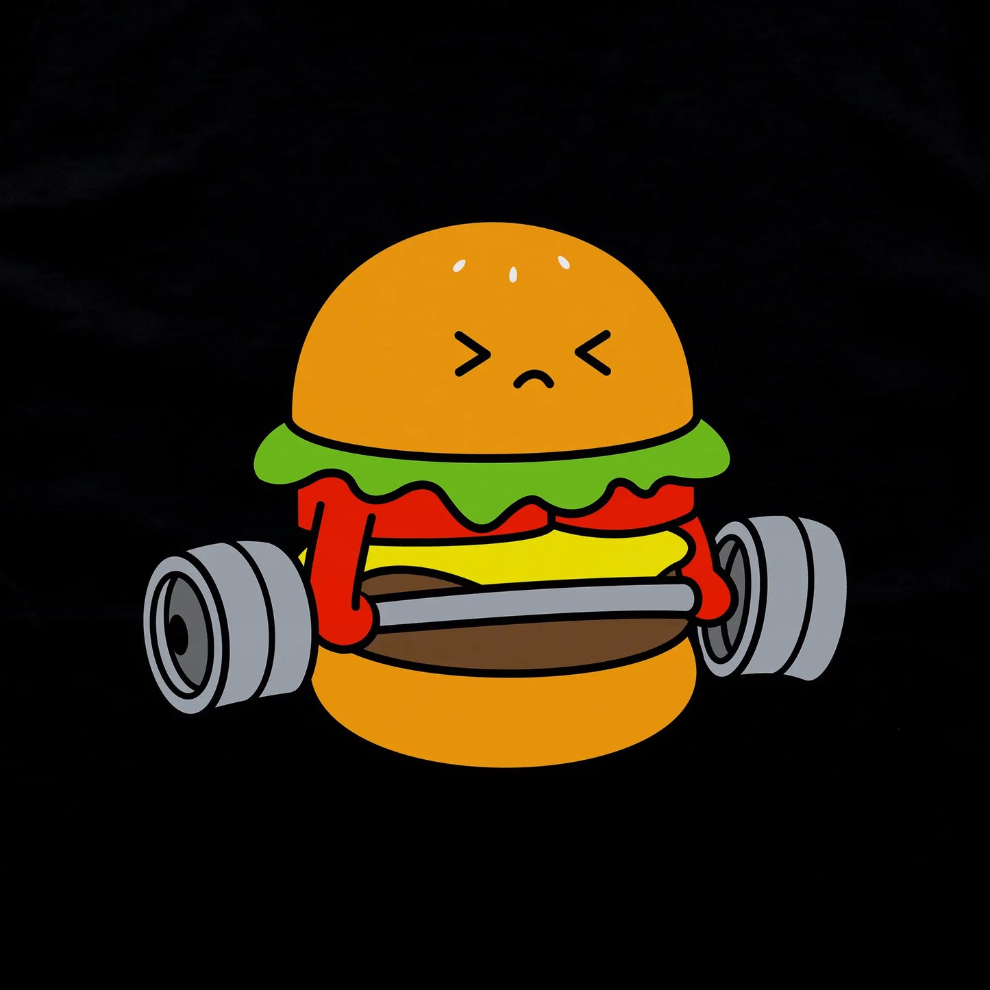 Cute hamburger weightlifting
