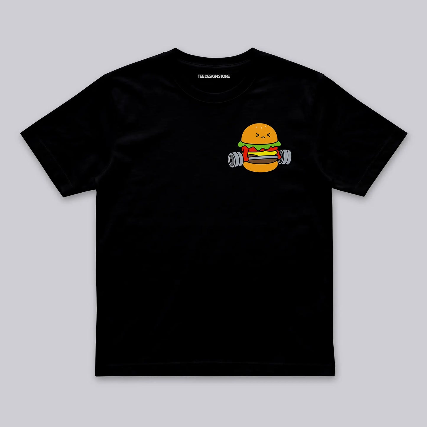 Cute hamburger weightlifting
